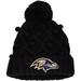 Girls Youth New Era Black Baltimore Ravens Toasty Cuffed Knit Hat with Pom