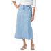 Plus Size Women's True Fit Stretch Denim Midi Skirt by Jessica London in Light Wash (Size 28 W)