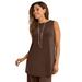 Plus Size Women's Stretch Knit Tunic Tank by The London Collection in Chocolate (Size 34/36) Wrinkle Resistant Stretch Knit Long Shirt