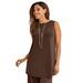 Plus Size Women's Stretch Knit Tunic Tank by The London Collection in Chocolate (Size 14/16) Wrinkle Resistant Stretch Knit Long Shirt
