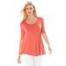 Plus Size Women's Stretch Cotton Peplum Tunic by Jessica London in Dusty Coral (Size 12) Top