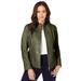 Plus Size Women's Zip Front Leather Jacket by Jessica London in Dark Olive Green (Size 28 W)