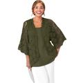 Plus Size Women's Crochet Cardigan by Jessica London in Dark Olive Green (Size 14/16) Sweater