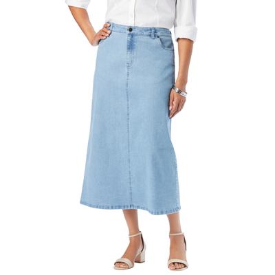 Plus Size Women's True Fit Stretch Denim Midi Skirt by Jessica London in Light Wash (Size 34 W)