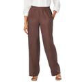 Plus Size Women's Lightweight Linen-Blend Straight-Leg Pants by Jessica London in Chocolate (Size 20 W)