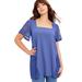 Plus Size Women's Short-Sleeve Lace Tunic by June+Vie in Blue Haze (Size 26/28)