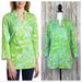 Lilly Pulitzer Tops | Lilly Pulitzer Tunic Top Monogram K Blue Green Women’s Sz Medium | Color: Blue/Green | Size: M