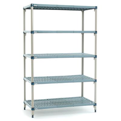 Metro 5Q537G3 36" NSF 5-Tier Polymer Shelf Kit - MetroMax Q, 24"W, 74"H, Polymer Shelves, Epoxy Coated Steel Frame, Blue
