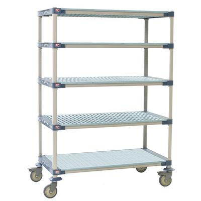 Metro 5X337PG4 36" NSF 5-Tier Polymer Shelf Kit - MetroMax 4, Mobile, 18"W, 80"H, 5 Tiers, Antimicrobial, Blue