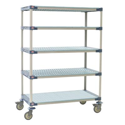 Metro 5X537PG4 36" NSF 5-Tier Polymer Shelf Kit - MetroMax 4, Mobile, 24"W, 80"H, 5 Tiers, Solid Bottom Shelf, Blue