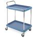 Metro BC2030-2DMB 2 Level Plastic Utility Cart w/ 400 lb Capacity, Raised Ledges, 2 Deep Ledge Shelves, Slate Blue