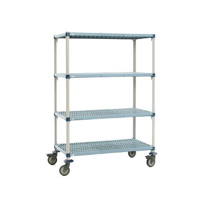 Metro Q366EG3 60" NSF 4-Tier Polymer Shelf Kit - MetroMax Q, Mobile, 18"W, 67"H, 4 Tiers, Polyurethane Casters, Blue