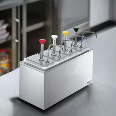 Server 82830 Pump Style Condiment Dispenser w/ (4) Jars & Pumps, (1 1/4) oz Stroke, Stainless, Silver