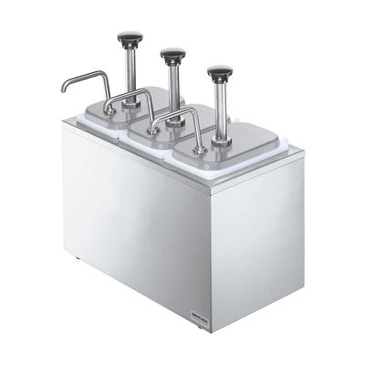 Server 83790 Pump Style Condiment Dispenser w/ (3) Jars & Pumps, (1 1/4) oz Stroke, Stainless, Silver