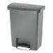 Rubbermaid 1883600 8 gal Rectangle Plastic Step Trash Can, 16 47/64" L x 10 21/32" W x 21 7/64" H, Gray, Resin