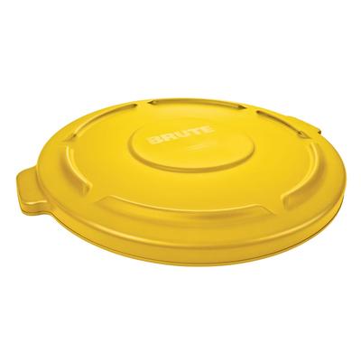 Rubbermaid FG263100YEL Brute Round Flat Top Trash Can Lid - Plastic, Yellow