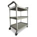 Rubbermaid FG342488PLAT 3 Level Polymer Utility Cart w/ 200 lb Capacity, Raised Ledges, Gray