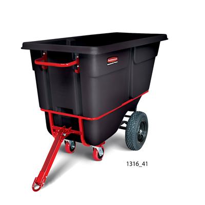 Rubbermaid FG131641BLA 1 cu yd Trash Cart w/ 1250 lb Capacity, Black, Heavy-Duty Tow Bar