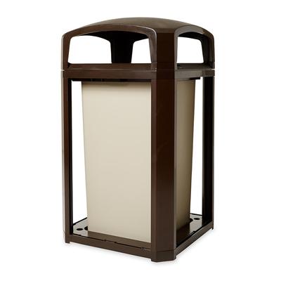 Rubbermaid FG397500 SBLE 50 gal Landmark Series Container - 26x26x46 1/2" Dome Top Frame, Sable, Brown