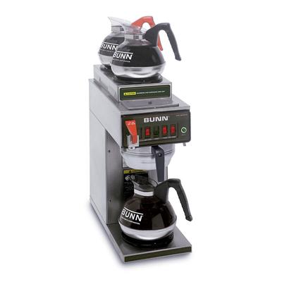 Bunn CWTF-DV-3 Medium Volume Decanter Coffee Maker - Automatic, 7 1/2 gal/hr, 120v, 3 Warmers, 7.5 Gallons/Hour, Silver