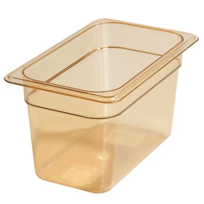 Carlisle 3088213 6"D Quarter Size High Temp Food Pan - Stackable, High-Heat Plastic, Amber