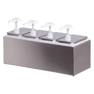 Carlisle 38504 Topping Rail Condiment Dispenser w/ (4) Pumps, (1) oz Stroke, Stainless, Silver