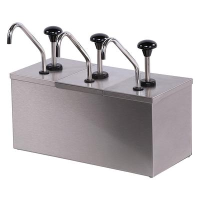 Carlisle 386230IB Topping Rail Condiment Dispenser w/ (3) Pumps, (1 1/4) oz Stroke, Stainless, Silver