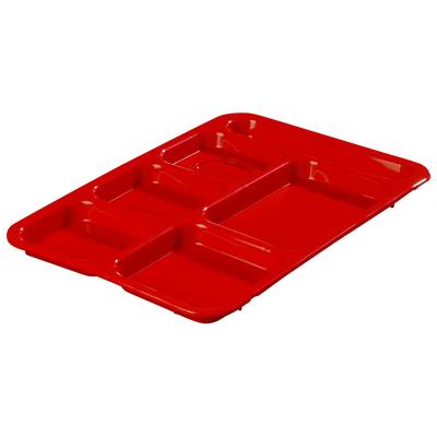 Carlisle P614R05 Plastic Rectangular Tray w/ 6 Compartments, 14 3/8" x 10" Red
