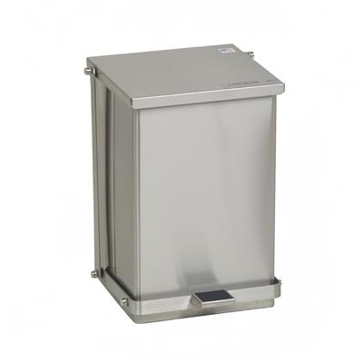 Detecto C24 6 gal Rectangle Metal Step Trash Can, 16"L x 11 3/4"W x 13"H, Stainless, Silver