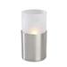 Sterno 80436 Monacco Candle Lamp - 2 3/4"D x 3 1/32"H, Frosted Glass/Nickel Metal Base, Silver