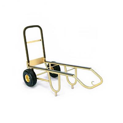 Forbes Industries 1570-B Bellman's Handtruck w/ 23 1/2" Fold Up Dropnose & Brown Vinyl Bumpers - Brushed Brass, Black
