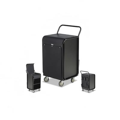 Forbes Industries 2044 Housekeeping Cart w/ 2 Shelves & Top Tray Organizer - 22"L x 21"W x 38 3/4"H, Aluminum, Black