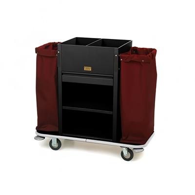 Forbes Industries 2210 Housekeeping Cart w/ 2 Shelves & 2 Bags - 24"L x 19"W x 36"H, Plastic, Gray