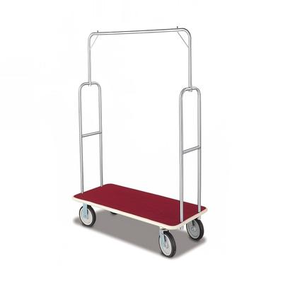 Forbes Industries 2495-RD-GY Economy Luggage Cart w/ Red Carpeted Deck - 47"L x 22"W x 70 1/2"H, Brushed Steel