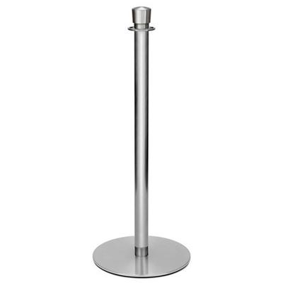 Forbes Industries 2720 37 1/2"H Crowd Control Stanchion w/ Hook Ring & Drum Top - Brushed Stainless Steel