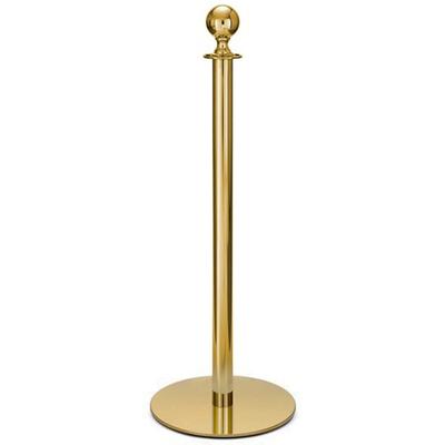 Forbes Industries 2727 Traditional 37 1/2"H Crowd Control Stanchion w/ Hook Ring & Ball Finial - Polished Stainless Brass