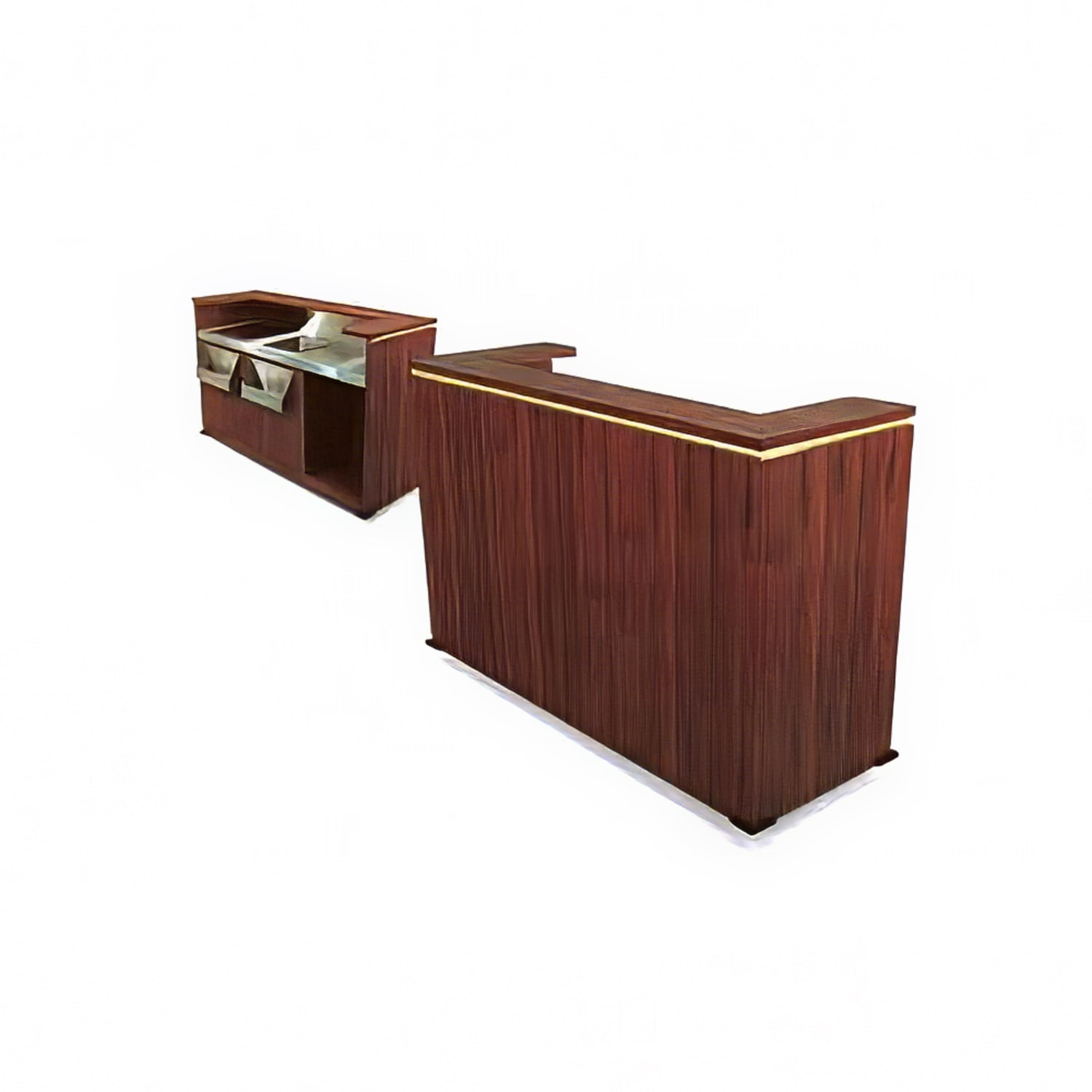 Forbes Industries 4861-5 Mobile Bar w/ 1 Sink & 1 Speed Rails - 62"L x 26"W x 48"H, Laminate, Brown