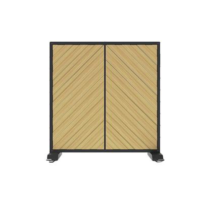 Forbes Industries 7873-6 Mobile Safety Shield Partition w/ Chevron Wood Panel & Black Steel Frame, Brown