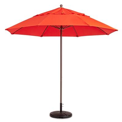 Grosfillex 98801931 9 ft Round Top Windmaster Umbrella - Orange Fabric, Aluminum Pole, 9' Diameter