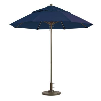 Grosfillex 98826031 9 ft Round Top Windmaster Umbrella - Navy Fabric, Aluminum Pole, Blue