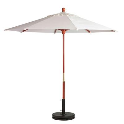 Grosfillex 98940431 7 ft Round Top Market Umbrella - White Fabric, Wooden Pole