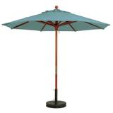 Grosfillex 98945031 7 ft Round Top Market Umbrella - Spa Blue Fabric, Wooden Pole, 1-1/2" Wooden Pole