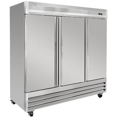 MoTak MSD-3DF-BAL-X 80 7/8" 3 Section Reach In Freezer, 3 Left/Right Hinge Solid Doors, 115v, 9 Shelves, Stainless Steel