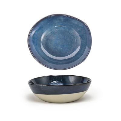 Front of the House DBO163BLP22 24 oz Round Artefact Bowl - Porcelain, Indigo, Indigo Blue