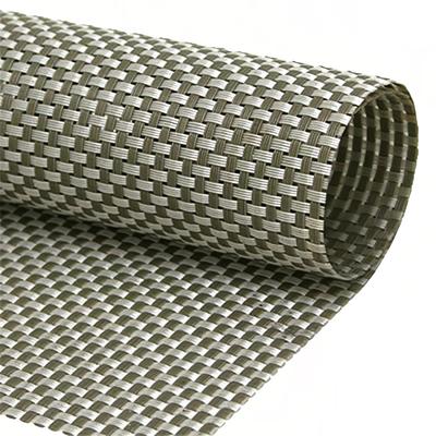 Front of the House XPM067GRV83 Rectangular Metroweave Woven Vinyl Placemat - 16" x 12", Sage, Multi-Colored
