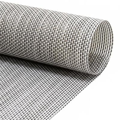 Front of the House XPM098GYV83 Rectangular Metroweave Woven Vinyl Placemat - 16" x 12", Gray