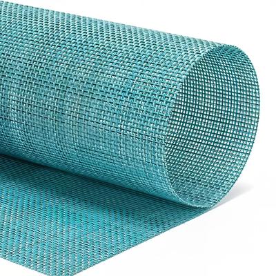 Front of the House XPM125HBV83 Rectangular Metroweave Woven Vinyl Placemat - 16" x 12", Teal, Blue