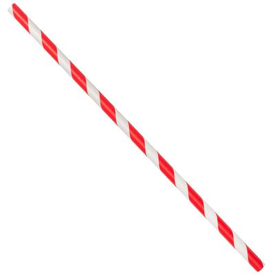 LK Packaging GPSJ775UW-RE 7 3/4" Unwrapped Jumbo Paper Straw, Red/White Striped, Case of 4800