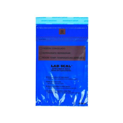 LK Packaging LABA610BL Lab Seal Specimen Bags w/ Removable Biohazard Symbol - 10" x 6", Polyethylene, Blue Tint