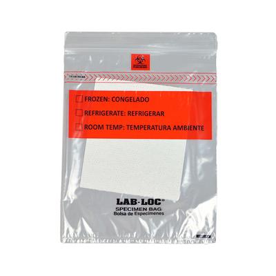 LK Packaging LABZ810BA Lab-Loc Specimen Bags w/ Removable Biohazard Symbol & Absorbent Pad - 8" x 10", Polyethylene, Clear, 1.75 mil